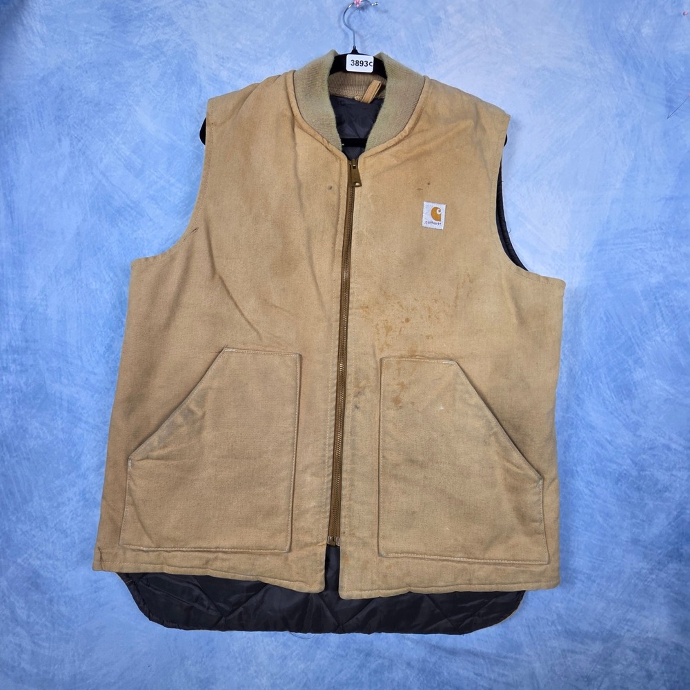 Vintage Carhartt Duck Canvas Vest Mens XL Brown Made in USA Union Tag barn find
